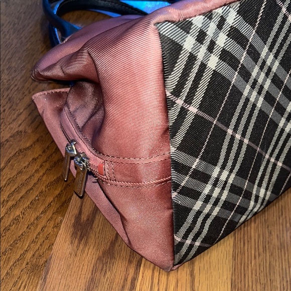 Burberry blue label mauve and black satchel Bag with Leather Handles. EUC! - Picture 8 of 12